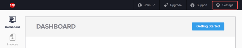Settings link in Hiveage