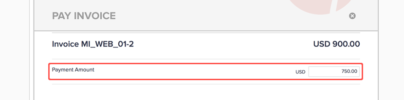 Making a partial payment to an invoice