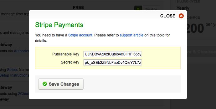 Entering the public and private keys