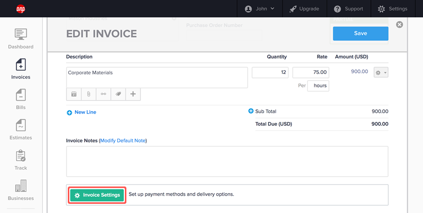 Invoice Settings