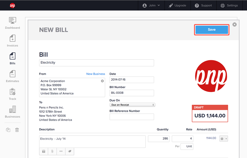 Adding details to a bill