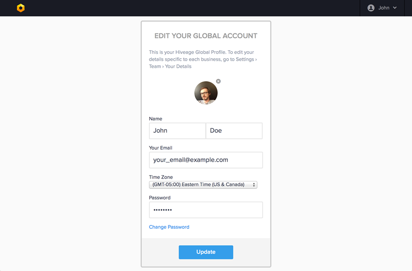 Editing Your Global Account.