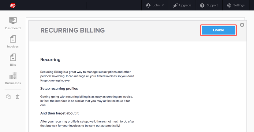Click Enable to activate the module.