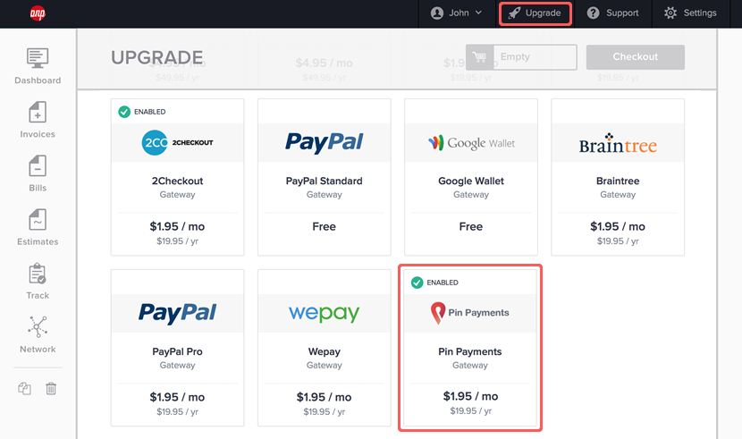 Select the Pin Payments module