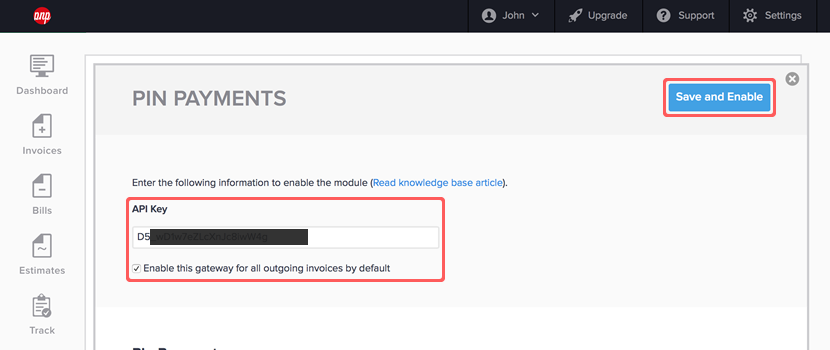 Select the Pin Payments module