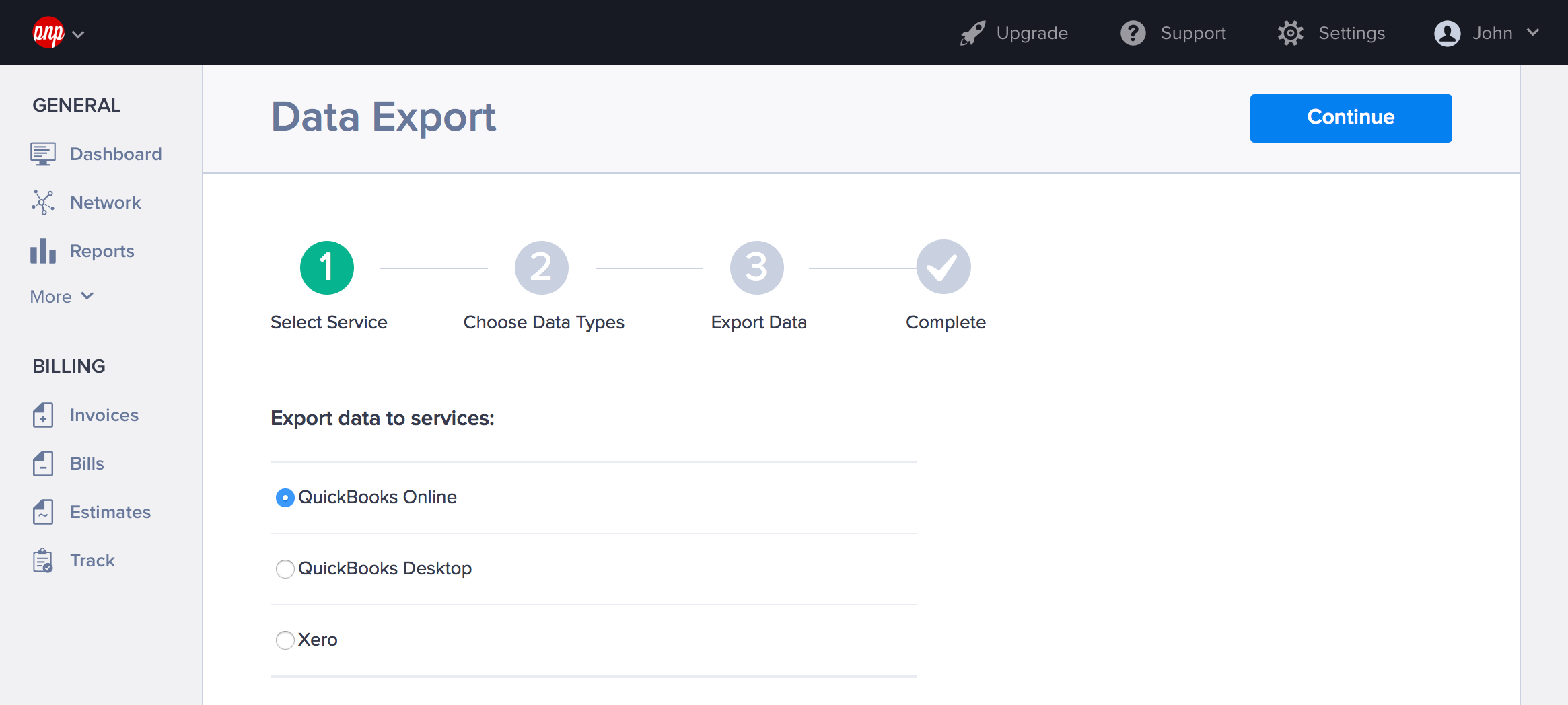 Data export to QuickBooks in Hiveage